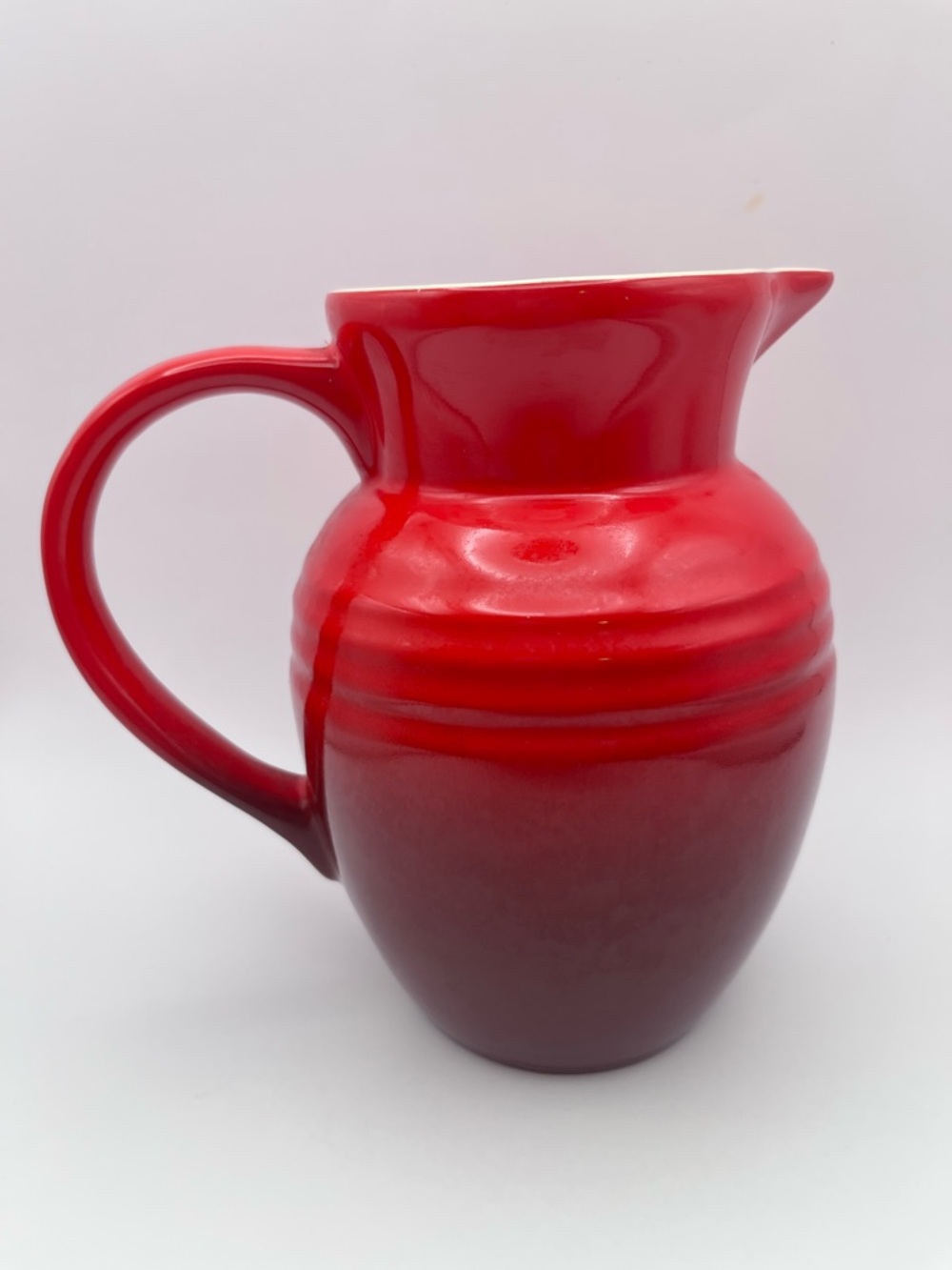 Le Creuset Red Ceramic Pitcher - Glossy Ombre Finish